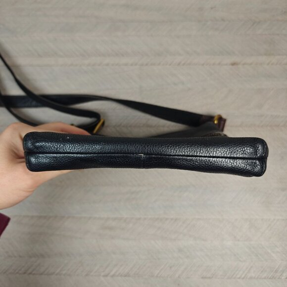 Vintage Fossil Voyager Black Pebbled Leather Crossbody Bag With Adjustable Strap - Picture 6 of 9